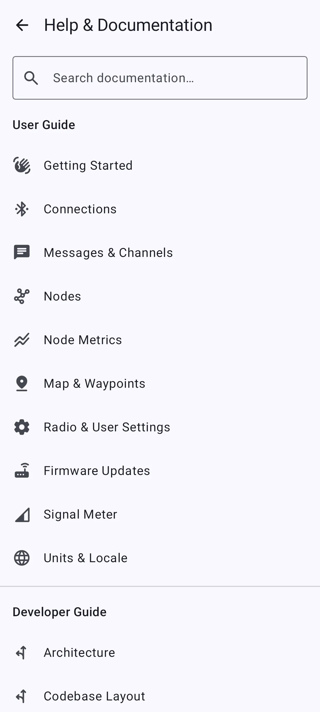 Docs browser with table of contents