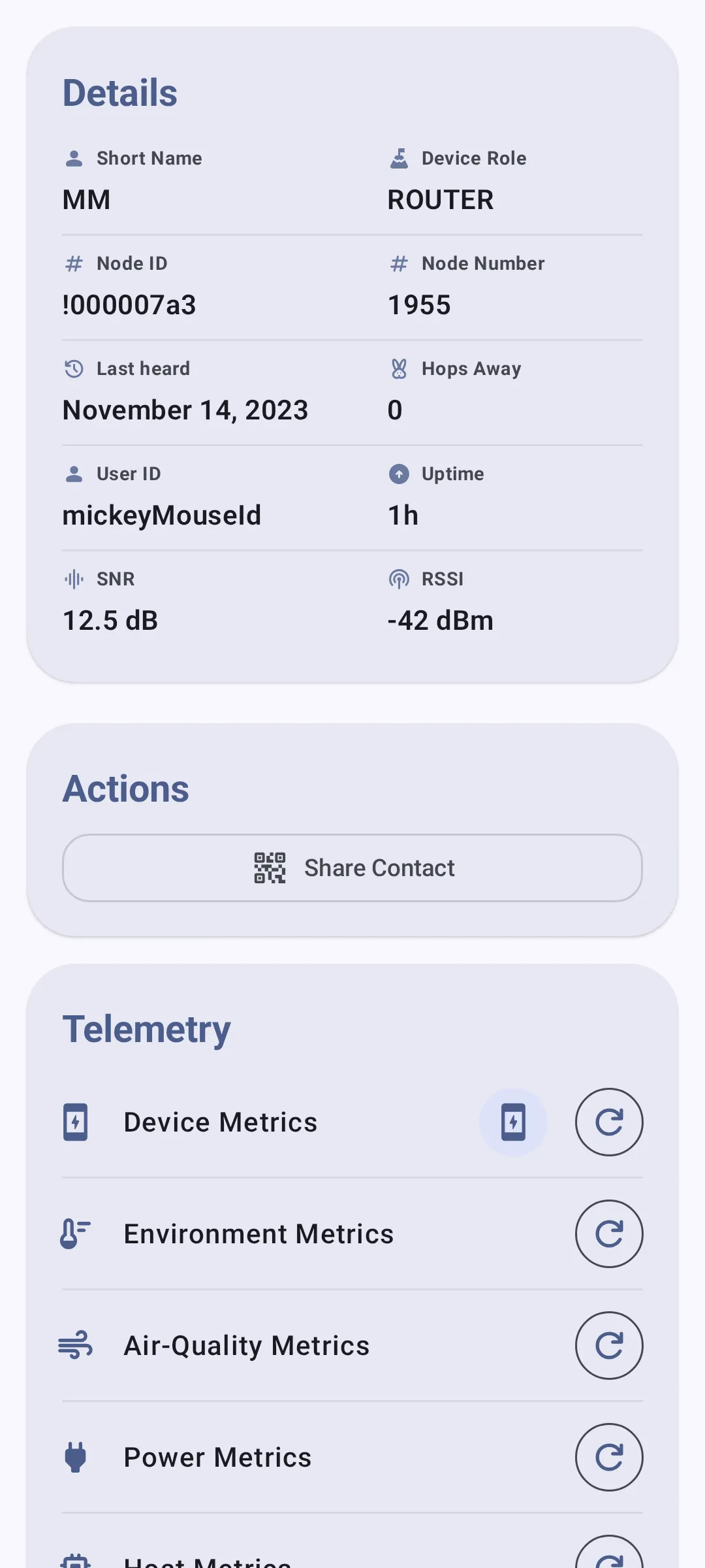 Node detail — local device